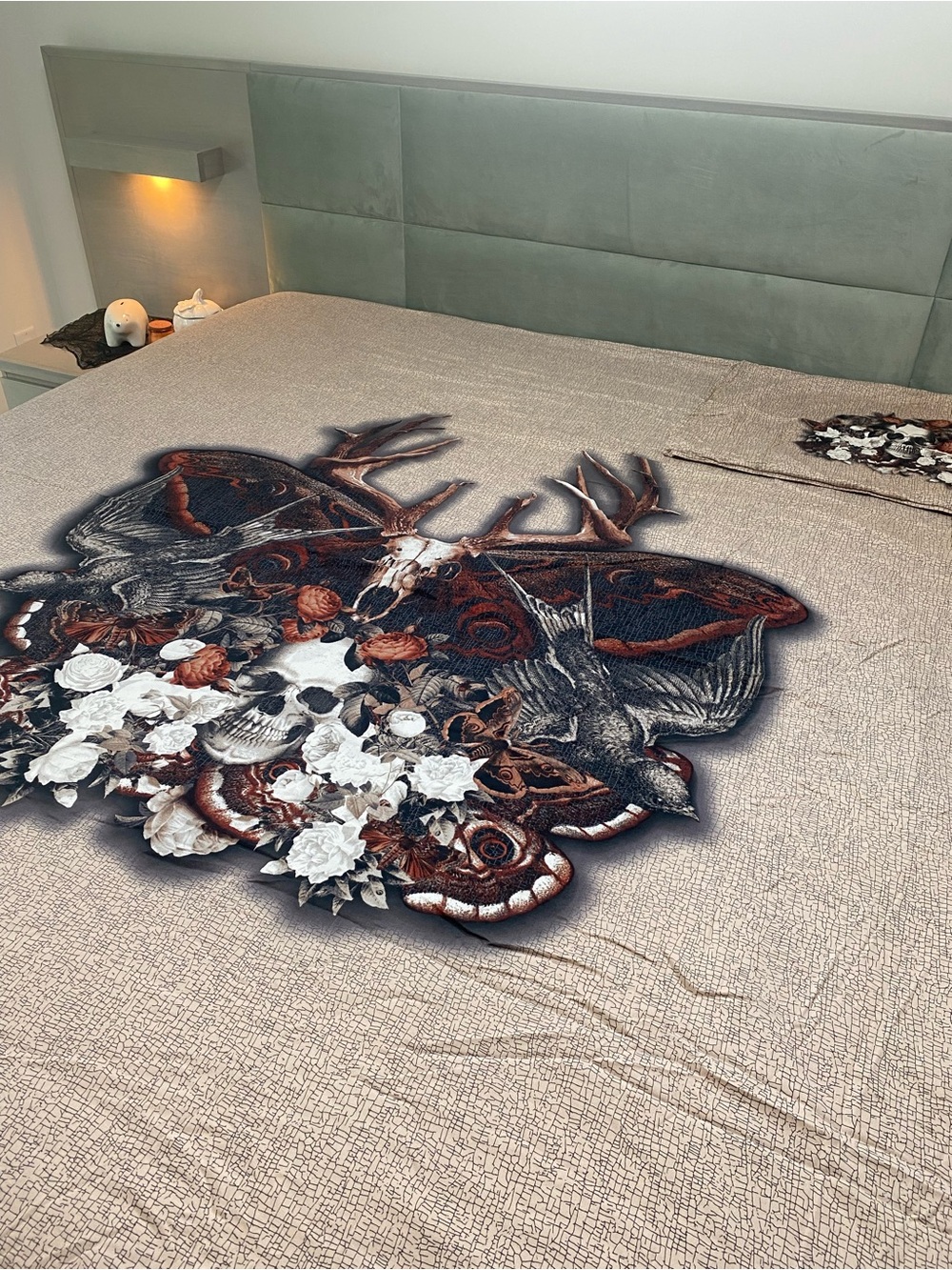 Bohemian Skull & Antler duvet cover in Brown, White and Black